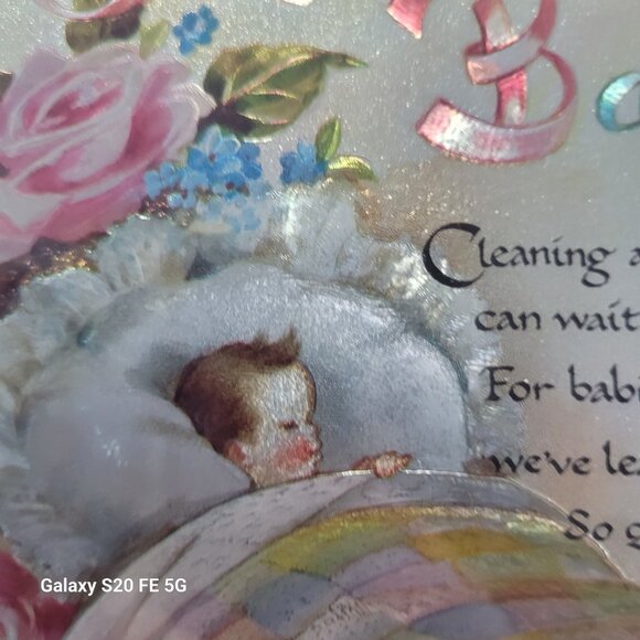 Vintage Rockabye Baby Metallic Print 1980's by Wendy Lyn Framed and Matted - Picture 6 of 13